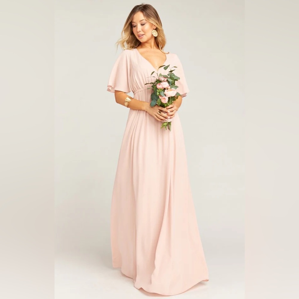 NWT Show Me Your MuMu Emily Empire Maxi Dress dusty blush pink xxs